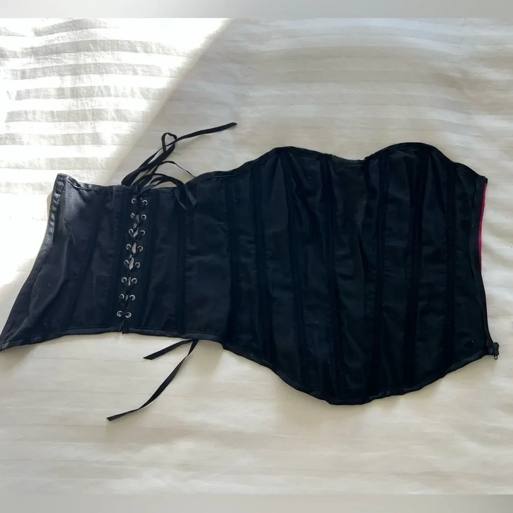 Velour Corset and Matching Thong Panties Set XS